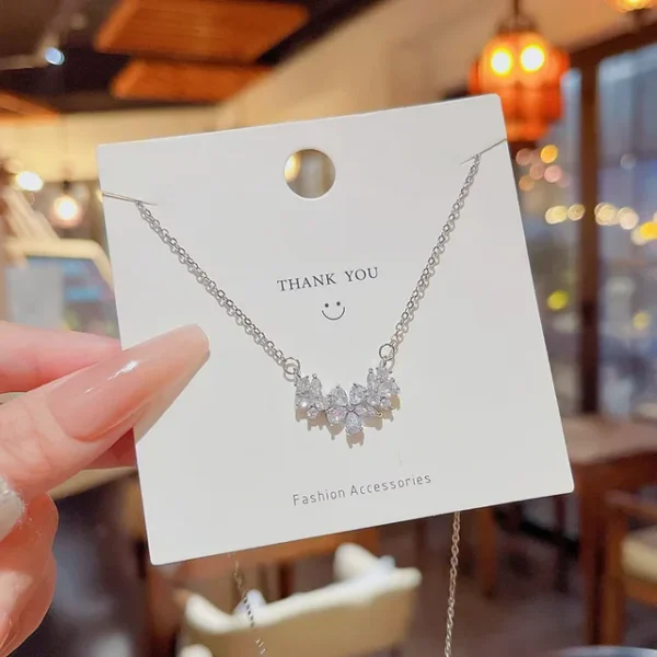 Sparkling Floral Cluster Necklace
