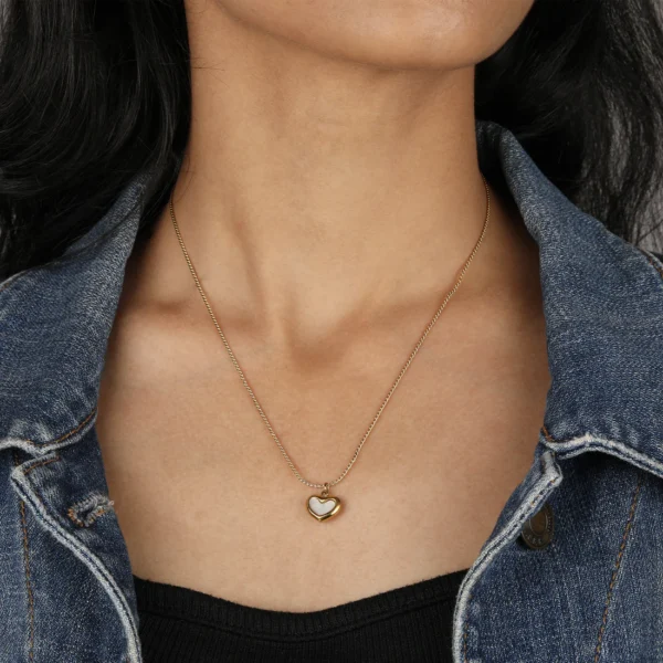 Dainty Mother-of-Pearl Heart Necklace - Image 2