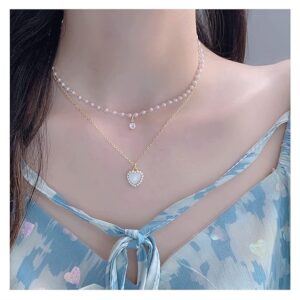 Elegant Layered Pearl & Heart Necklace