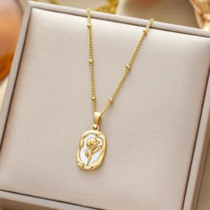 Golden Rose Mother-of-Pearl Necklace