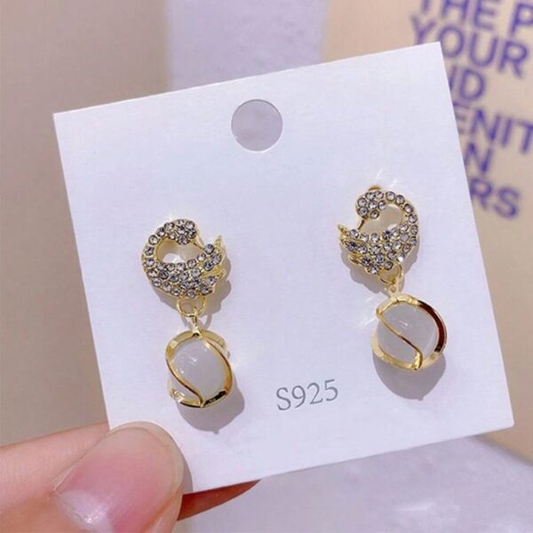 Crystal Cat-Eye Drop Earrings - Image 3