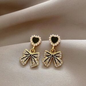 Elegant Bow Heart Earrings