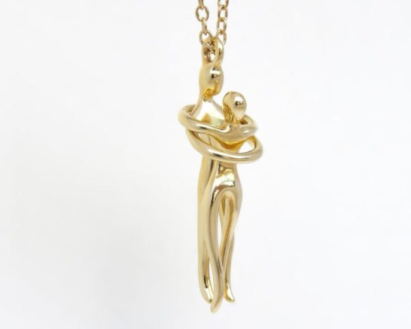 Golden Embrace Pendant – Minimal Art Love - Image 3
