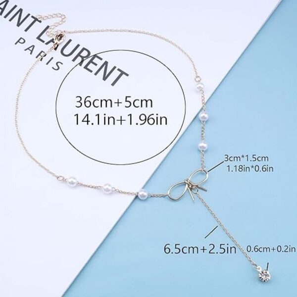 Elegant Bow Pearl Tassel Necklace - Image 3