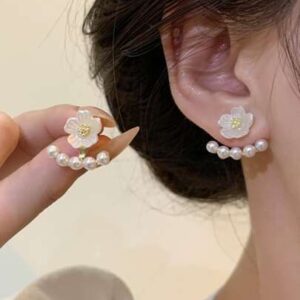 Floral Blossom Pearl Curve Earrings