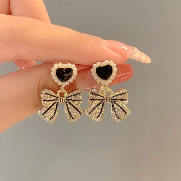 Elegant Bow Heart Earrings - Image 4