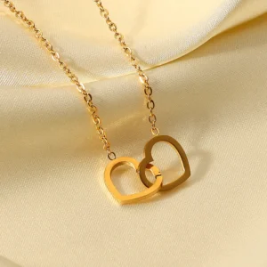 Golden Interlocking Hearts Necklace