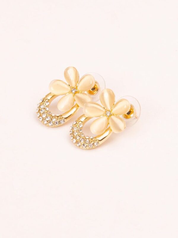Flower Stone Stud Earrings - Image 2