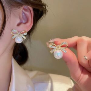 Romantic Bow Pearl Earrings