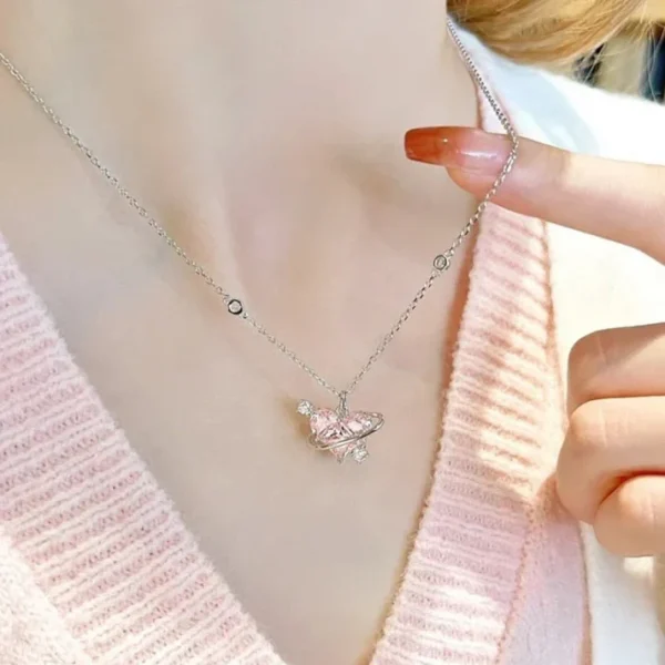 "Planet Love" Saturn Heart Necklace - Image 3