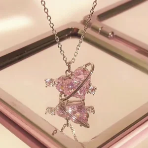 "Planet Love" Saturn Heart Necklace