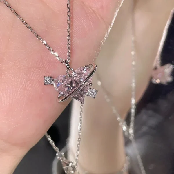 "Planet Love" Saturn Heart Necklace - Image 4