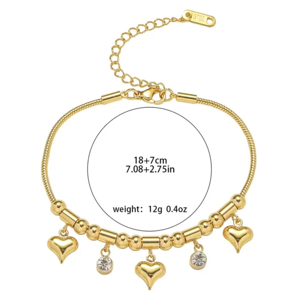 Golden Heart Charm Bracelet - Image 4