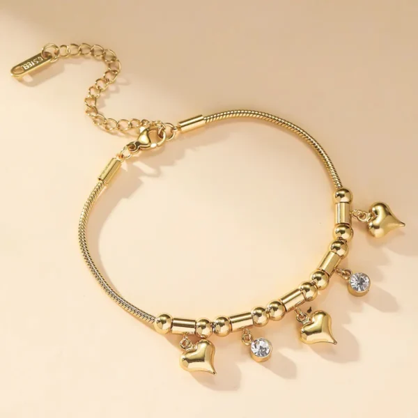 Golden Heart Charm Bracelet - Image 3