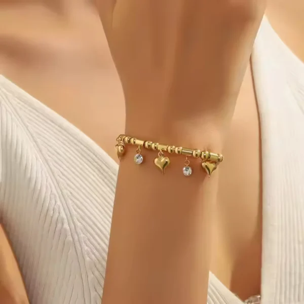 Golden Heart Charm Bracelet - Image 2