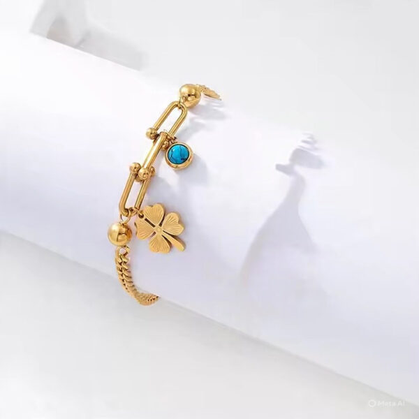 Lucky Clover Charm Bracelet - Image 3